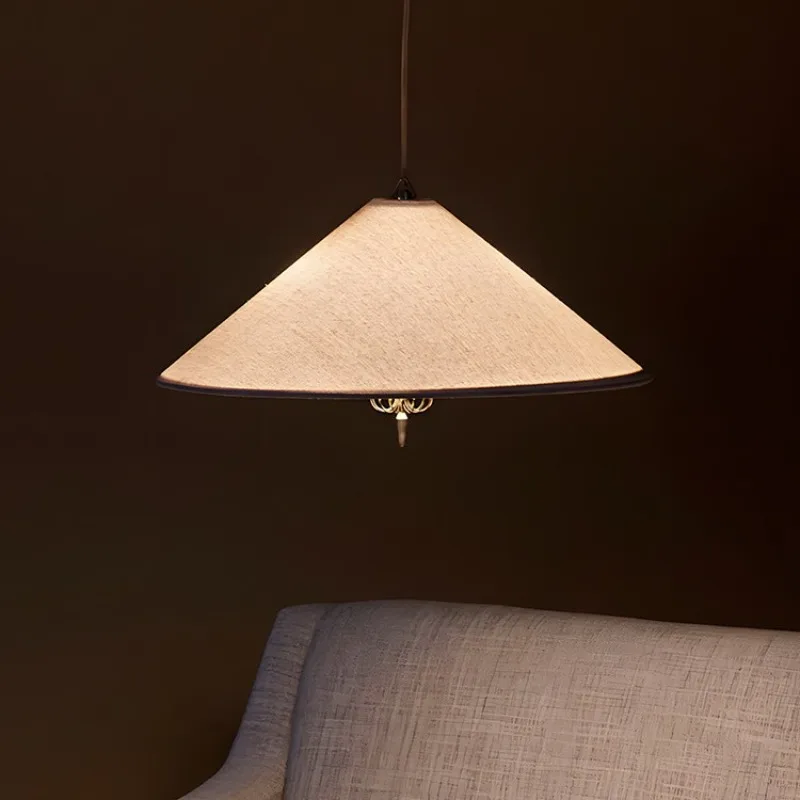 Wabi-sabi Denmark Fabric Pendant Light Nordic Living Dining Room Bedroom Hanging Lamp Home Decor Lighting Bamboo Hat Chandelier
