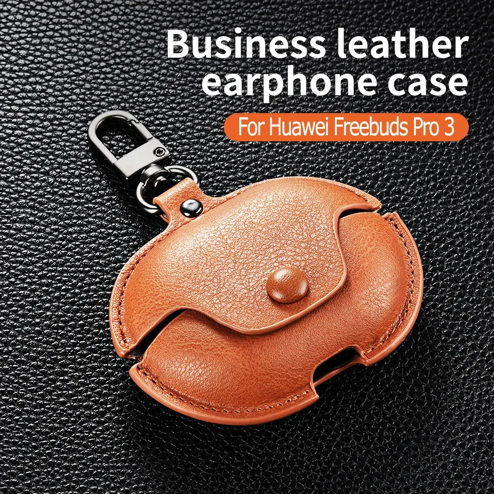 Cover for huawei freebuds pro 2 leather soft protect case for men for New freebuds  5/Pro/5i/ 4i /44E leather case with keychain