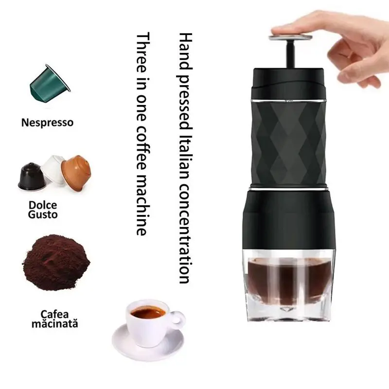 ABVI-Espresso Coffee Maker Hand Press Capsule Ground Coffee Brewer Portable Coffee Machine Fit Coffee Powder Coffee Capsule