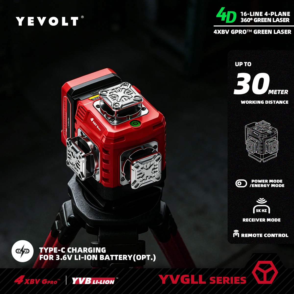 

High Bright 16-Line 4 Plane 360 Green Laser Level Self-Leveling Slope Mode Touch Control 1/4 Screw Tile Laying Layout Tool