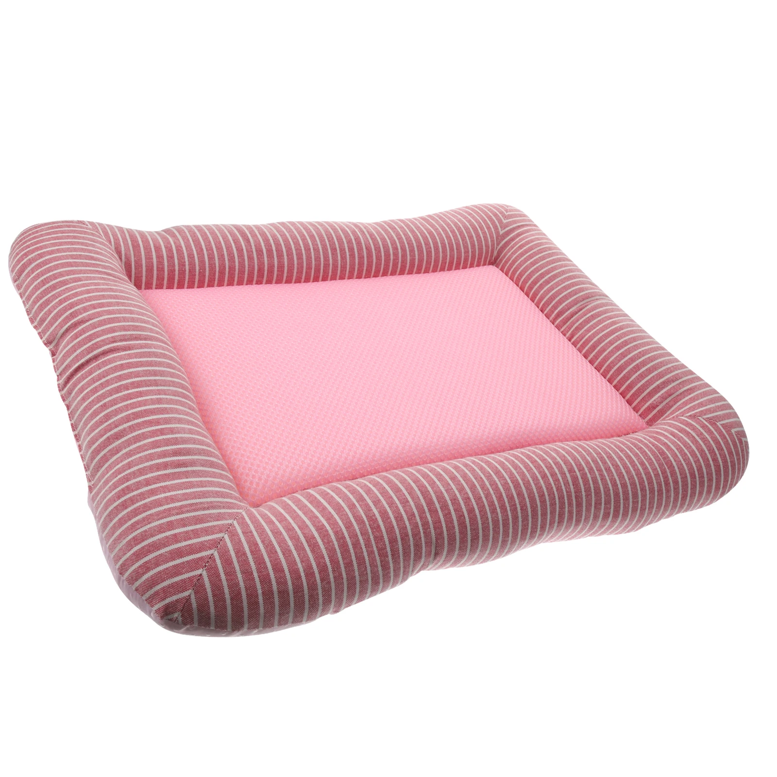 

Blue Mesh Stripe Waterproof Linen Canvas Washable Pet Cooling Mat Summer Ice Pad For Small Dog Cat Bed