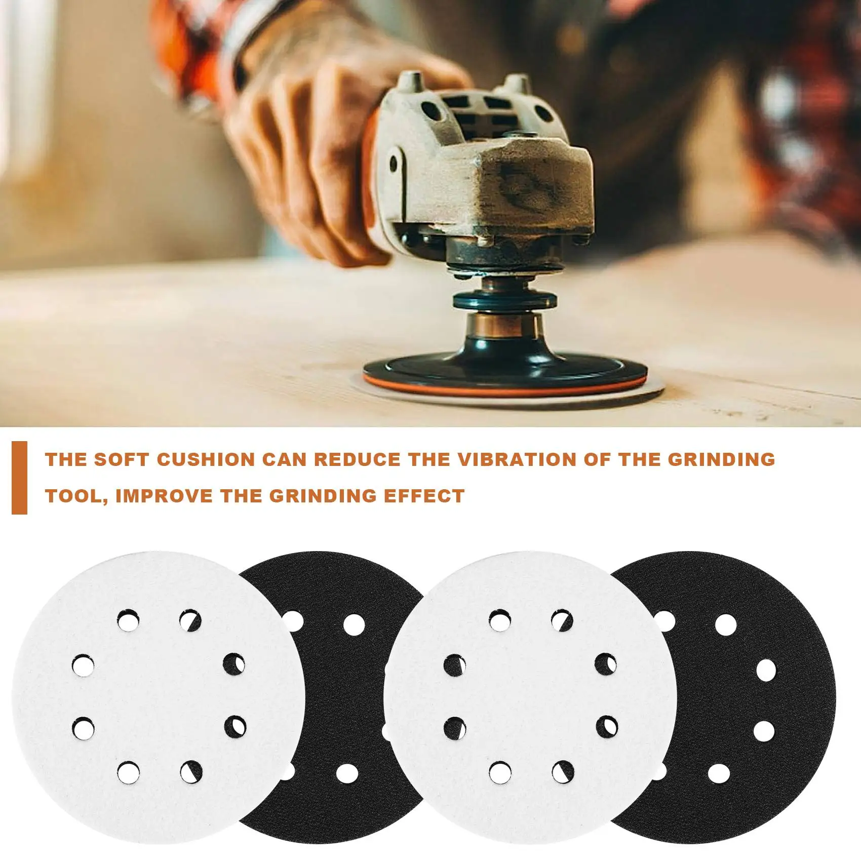 

A53Q-10 Pieces 5In Soft Density Foam Interface Pad Hook And Loop Foam Sanding Pads 125Mm Sponge Cushion Buffering Backing Pad