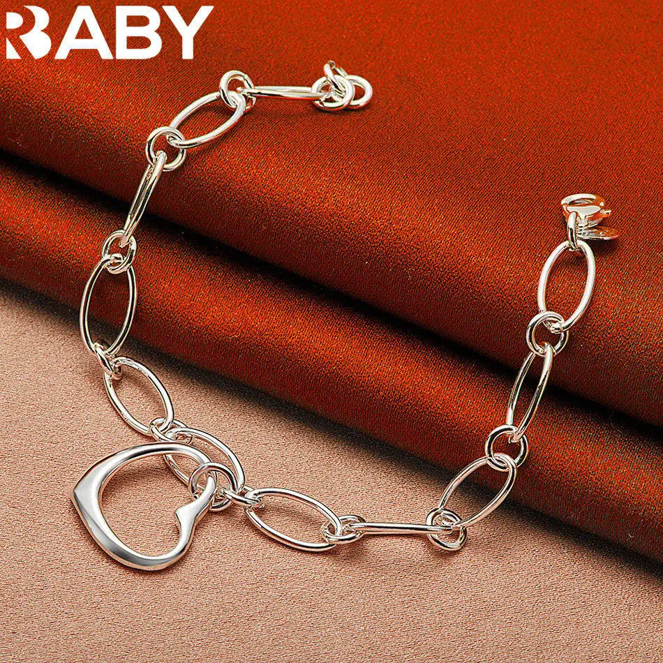 

URBABY 925 Sterling Silver Hollow Heart Chain Bracelet For Women and Men Fashion Jewelry Romantic Anniversary Gifts Lovers
