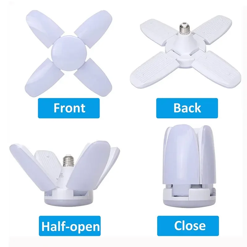 Imagem -02 - Folding Led Bulb Fan Blades para Teto de Casa E27 28w Ac85265v Lâmpada Temporizadora Lâmpada com Controle Remoto