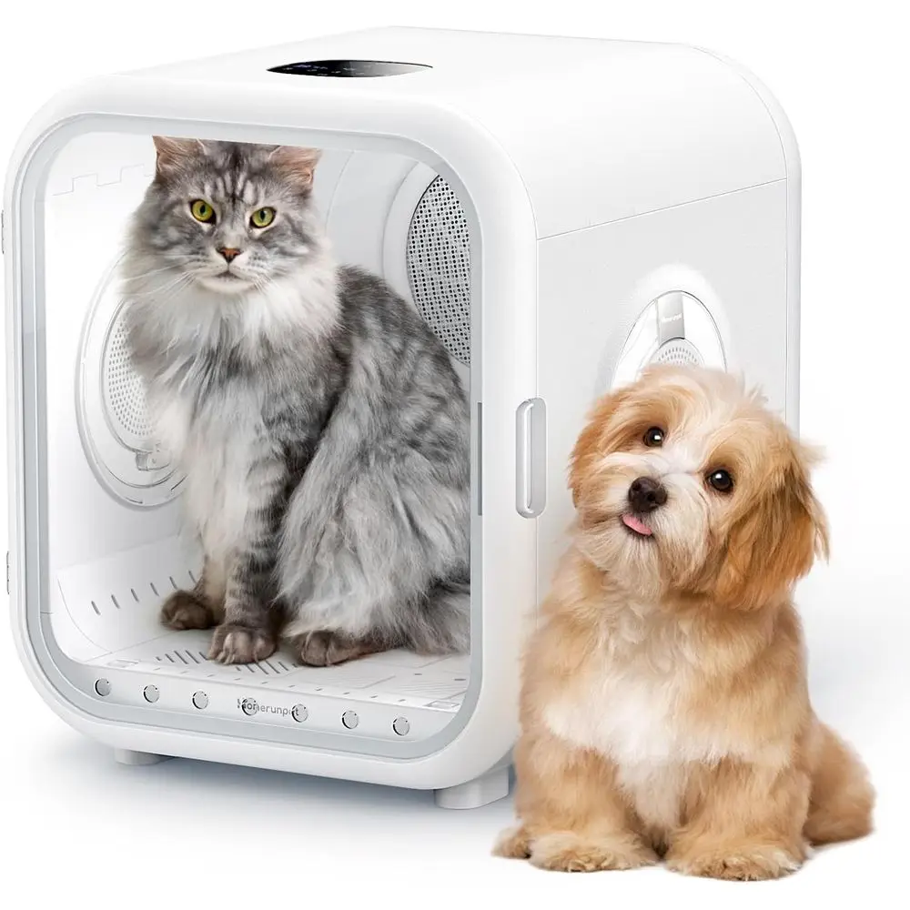 

62L Automatic Pet Dryer Box with 360° Even Drying, Quiet Operation, and Smart Temperature Control for Large Cats and Small Dogs