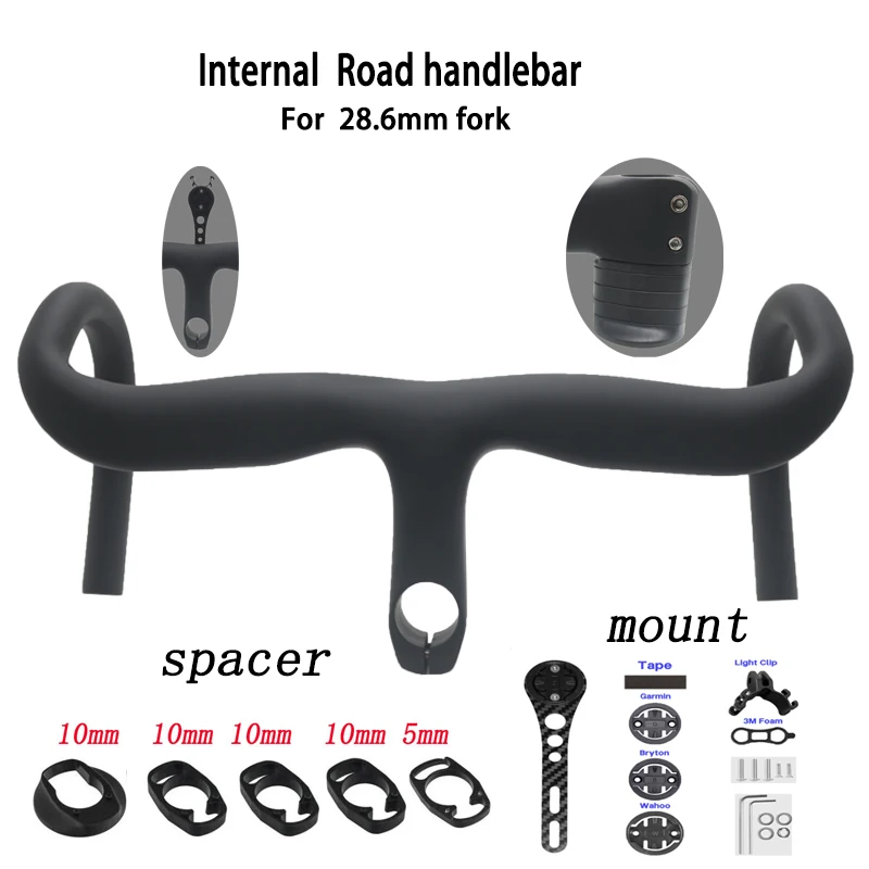 

Карбоновый руль 380/400 мм с внутренней проводкой, интегрированный руль, вынос руля 80/90/100 мм, вилка 28,6 мм с проставкой для крепления, запчасти для велосипеда