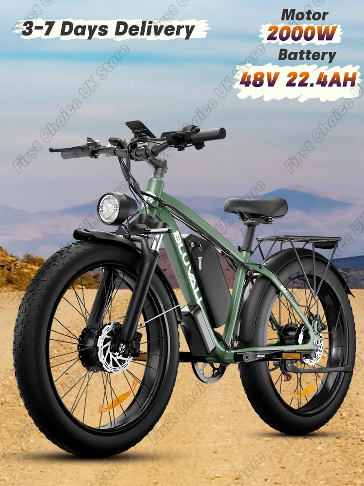 AliExpress NONE BLUVALL B1 Adult Off-Road Ebike 2000W Dual Motor 48V 22.4Ah Battery Mountain Electric Bicycle 26*4.0" Fat Tire Electric Bike