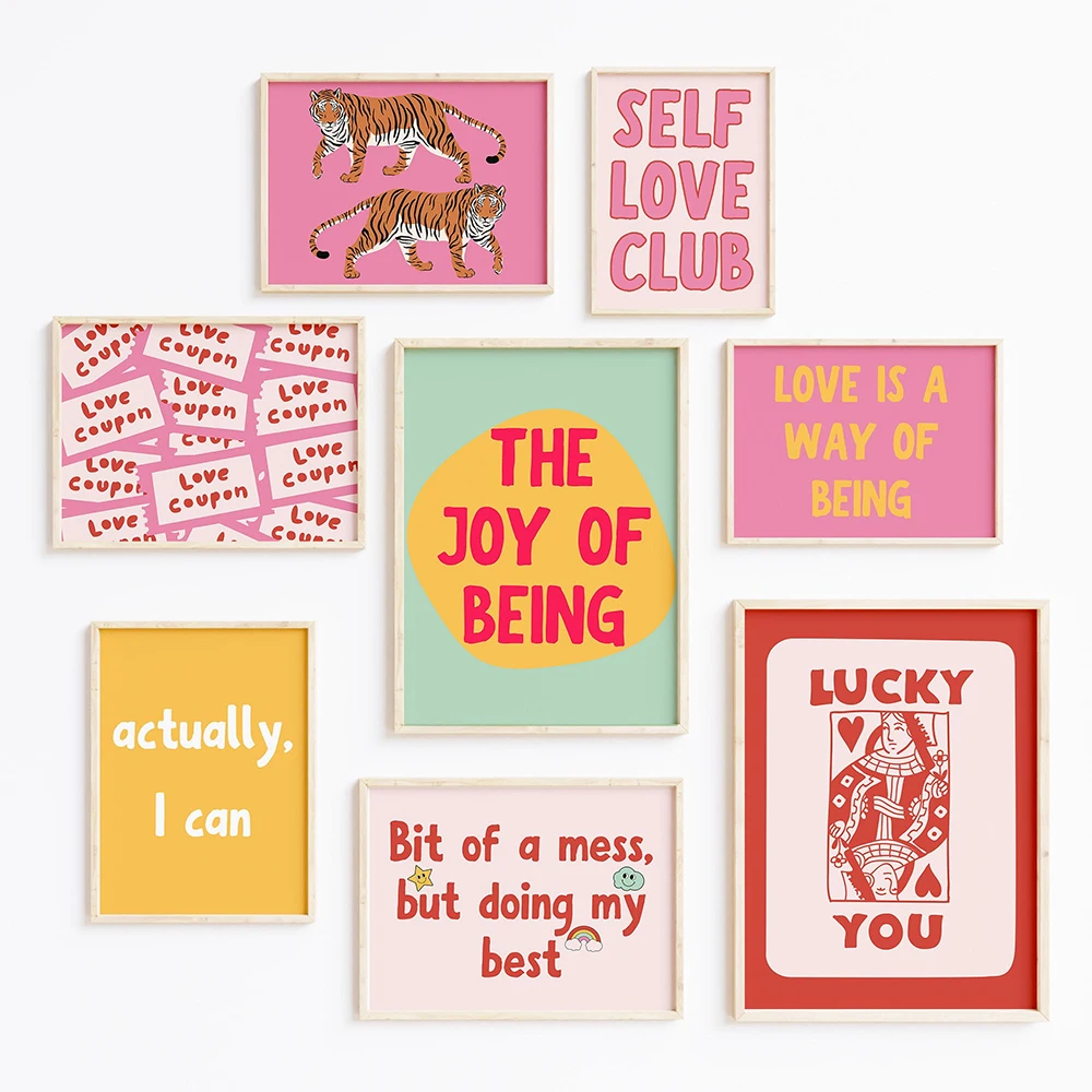 Funny Colorful Retro Vibrant Colors Prins Eclectic Wall Art Girls Trendy Posters College Self Love Club Dorm Room Decor Murals