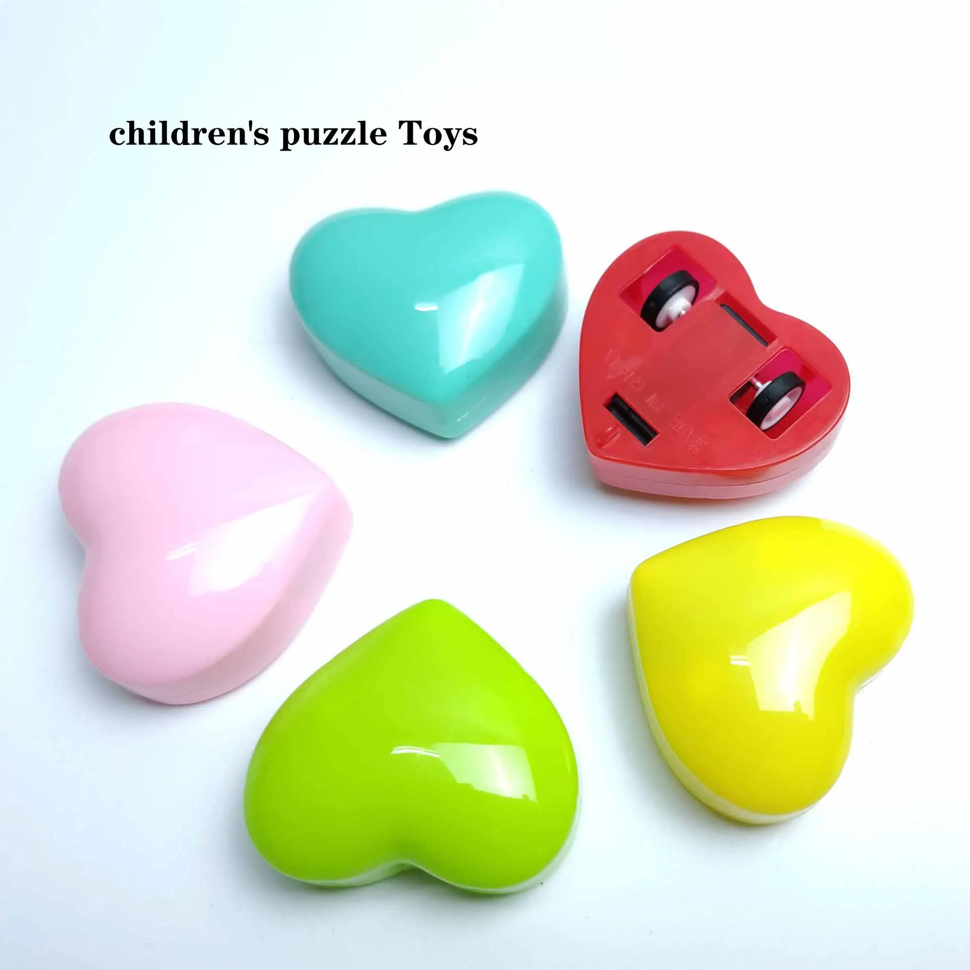 5Pcs Kids puzzle Toys Simulation Heart-shaped Car Mini Pull Back Car Toy Model Creative Plastic Cute Heart Shaped Inertia Car