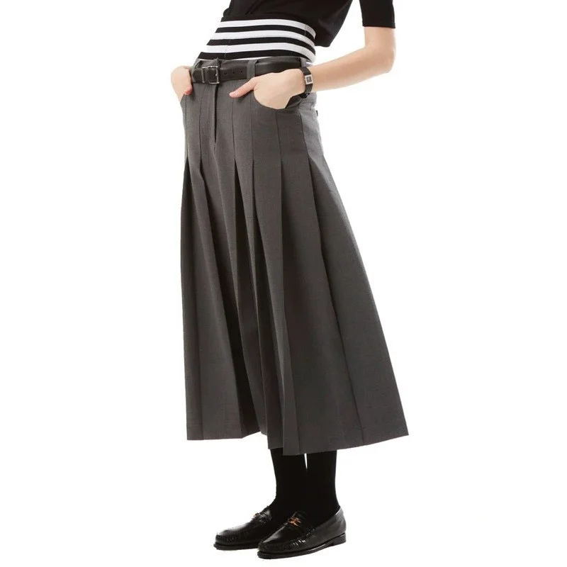 

Gray Pocket Pleated Skirt Female 2023 New Style Straight Stylish Suit Skirt Slim A-line Skirt Women