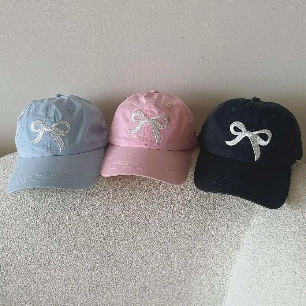

Bow Embroidery Kids Baseball Caps Simple Adjustable Spring Summer Children Sun Hat Washed Cotton Baby Visor Cap Outdoor