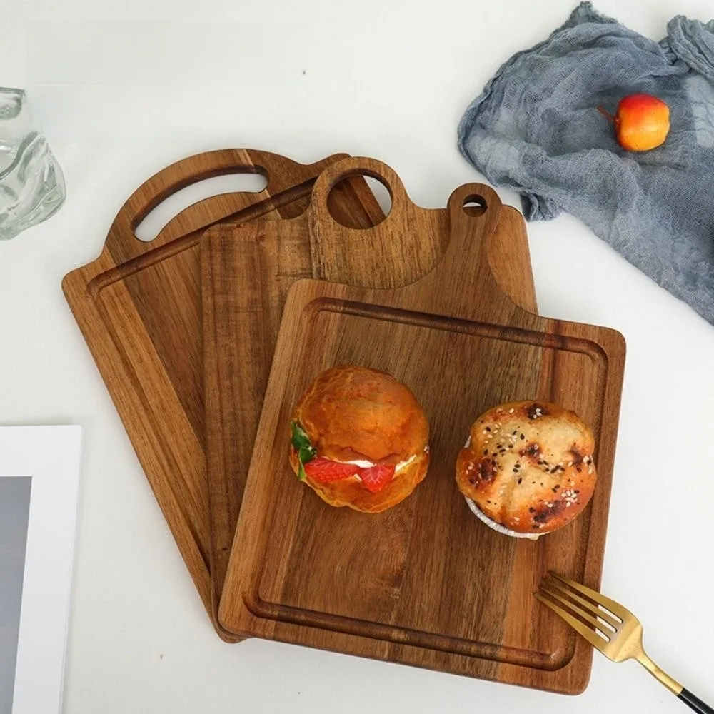 Durable Multi-Styles Wood Chopping Board Sap Groove Multi-Purpose Pizza Pan Reversible Hanging Hole Steak Board Bread