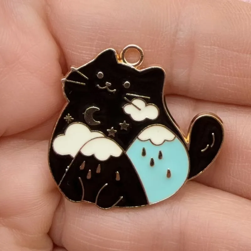 10pcs Butterfly Cat Love Korean Edition Jewelry Accessories Drip Oil Pendant Earrings Necklace Pendant DIY Material Cartoon Cute view 4