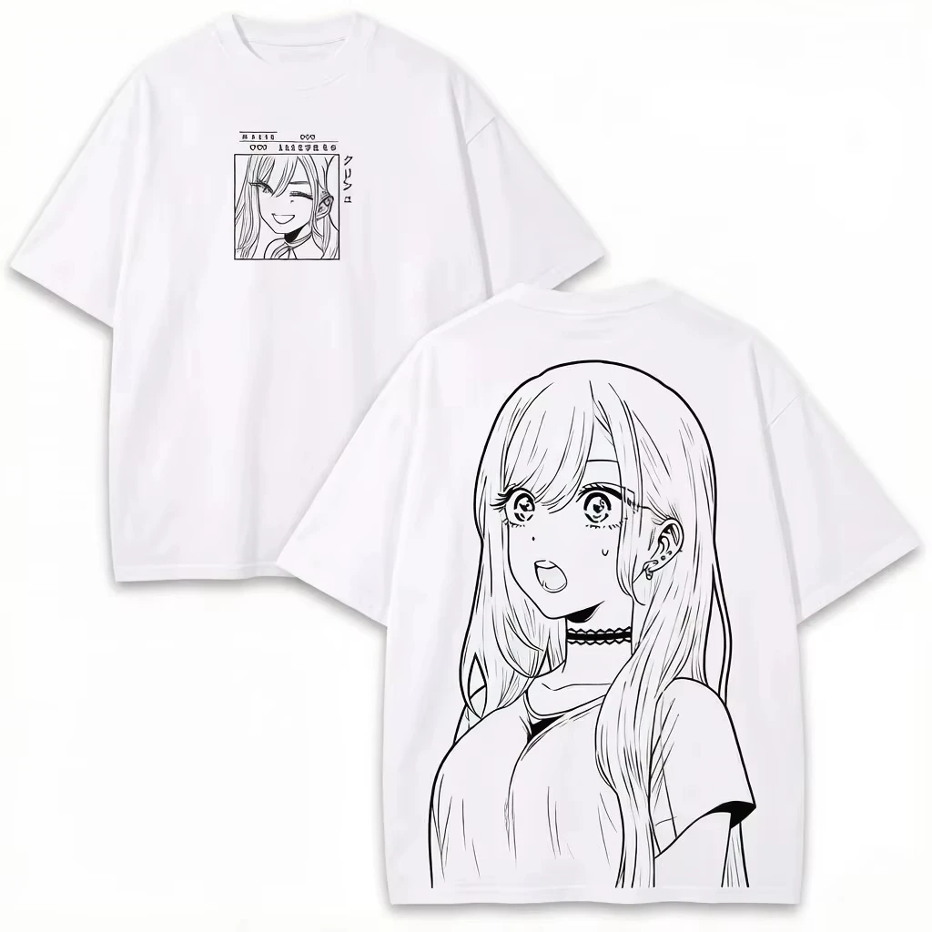 My Dress-Up Darling Kitagawa Marin Anime T-shirt Suitable Summer High Quality Short-sleeve Oversized Unisex Breathable Couples