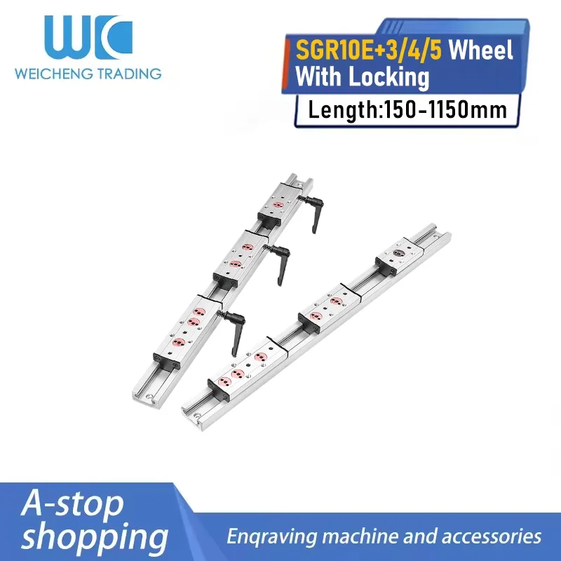 Lock‑Feature SGR10E Linear Rail SGB10E‑3 / SGB10E‑4 / SGB10E‑5 Carriage 150‑1150mm 1‑2‑Pack 3D CNC Equipment
