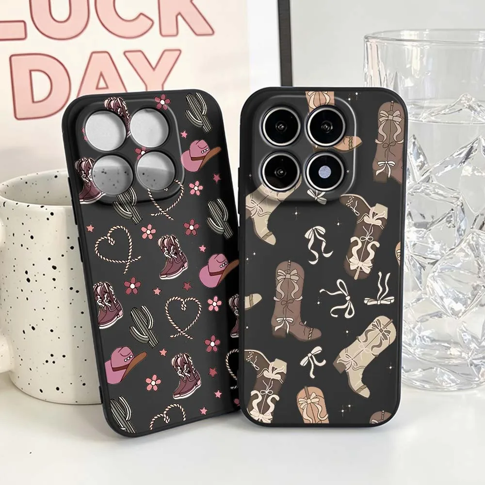 Cowboy Boot Pattern Phone Case For Xiaomi Mi 17 15 15T 14T 14 13 13T 12 12T 12S 11 Lite Pro Ultra 5G Black Soft Cover