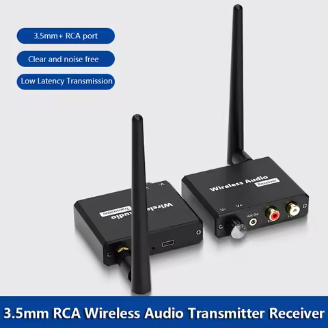 50M 2.4G Wireless Music Transmitter Receiver Kit Digital to Audio Analog Converter with 3.5MM RCA Jack For PC Phone iPad