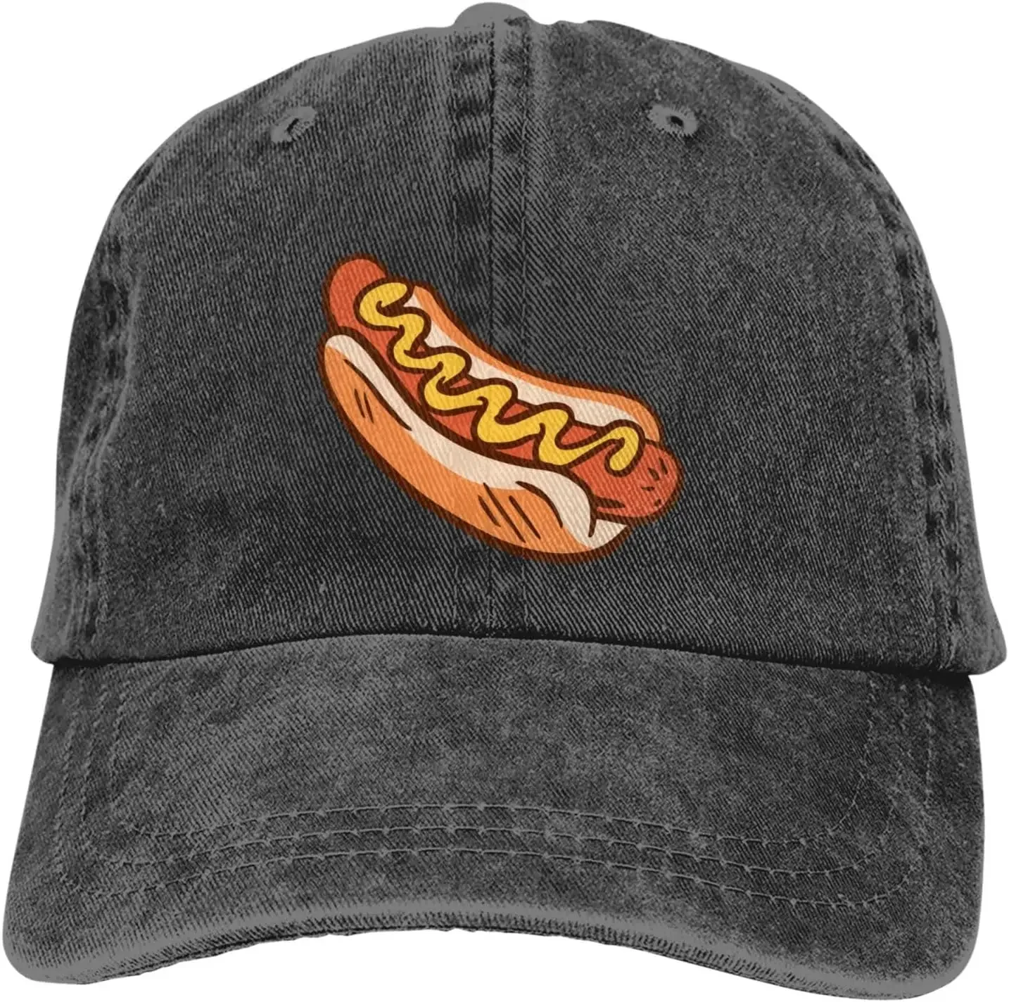 Hot Dog Burger Chips Snack Food Denim Cap Golf Dad Hat Adjustable Classic Cotton Hat Men Cap for Women Outdoor Hiking