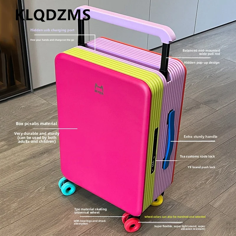 KLQDZMS Reisegepäck, 20 Zoll, 24 Zoll, ABS + PC, Boarding-Box, großes Fassungsvermögen, Trolley-Koffer für Damen, Universal-Rollenkoffer