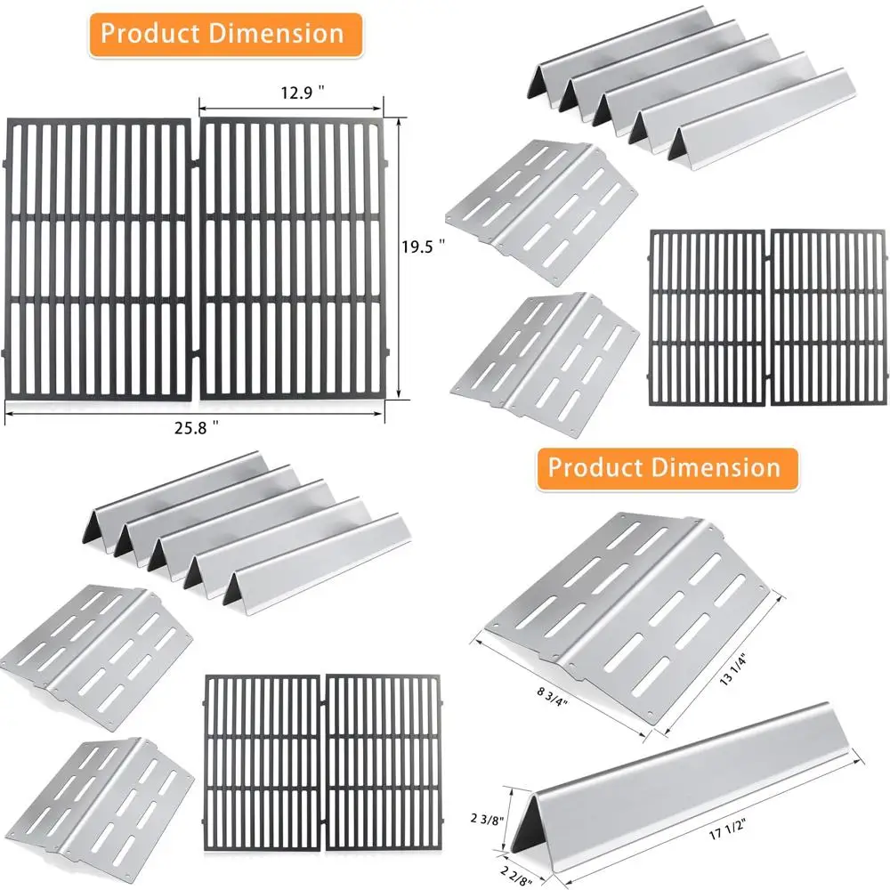 

Stainless Steel Flavorizer Bars, Heat Deflector, and Cast Iron Grates for Genesis 300, 7620, 7622, 7524, E310, E320, E330, S310,