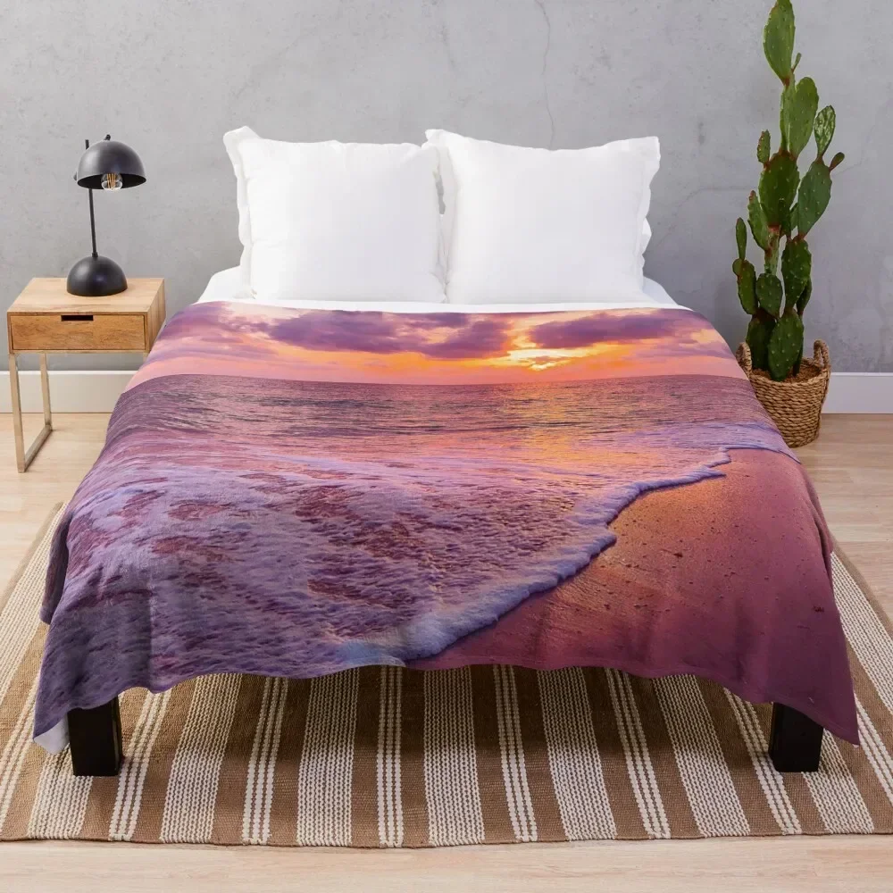 

Sunset Purple & Gold Throw Blanket Thin Soft Beds Blankets