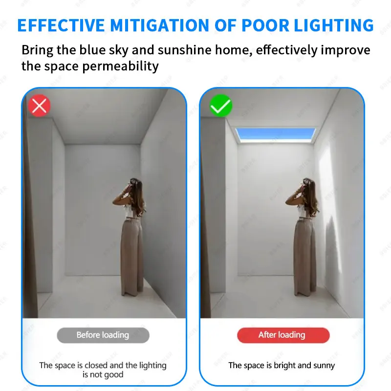 60x30x4cm Square Blue Sky LED Panel Light 50W Tuya WiFi Smart Control CRI95 2700K-6500K