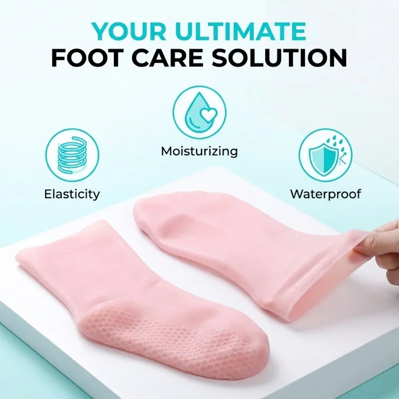 2PCS Silicone Moisturizing Foot Socks For Dry Cracked Feet Foot Care Socks Spa Pedicure Socks Massage Moisturizing Gel Foot Care view 2