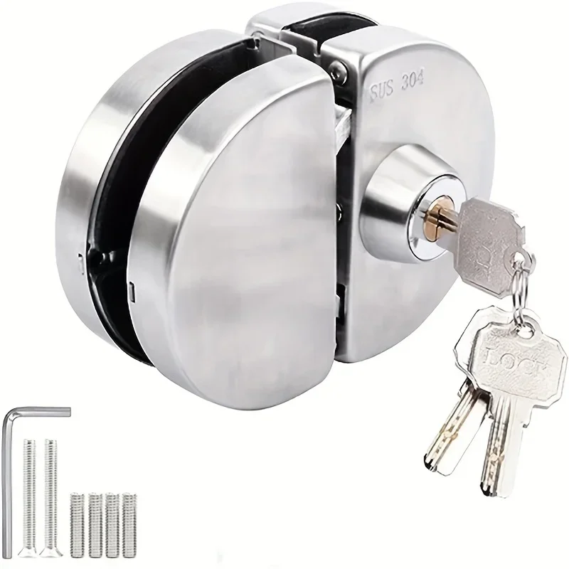 Glass Door Lock 304 Stainless Steel Sliding Glass Lock Double Door Shop Central Lock Holeless Single Door Double Door Lock