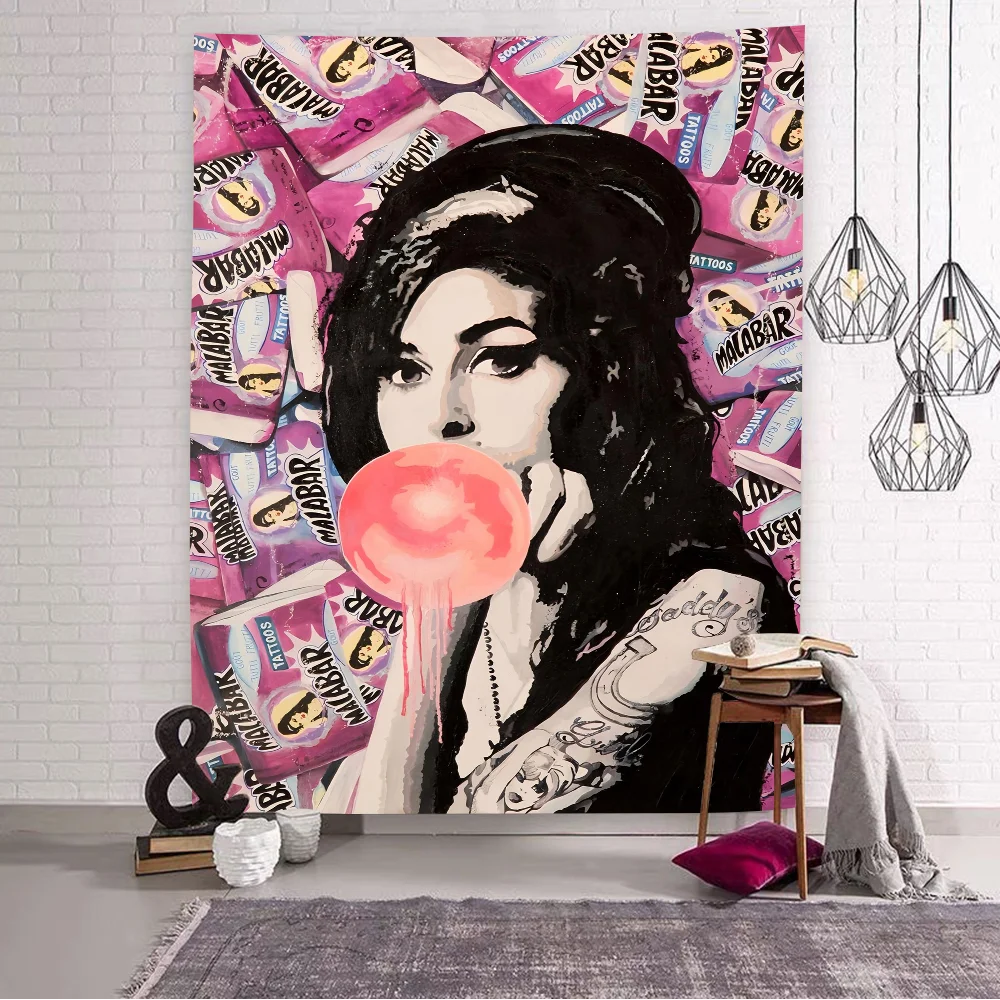 Music Singer Amy W-winehouse V-vinatge Reusable Backdrop Cloth Animal Printed Background Cloth For Kids Birthday Decoration