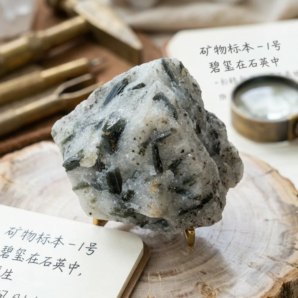 Natural Green Tourmaline Symbiotic Crystal Incense Stone for Home Decor, Healing Mineral Stone Crafted from Nature