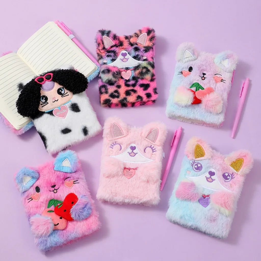Cute Plush Cartoon Animal Notebook With Pen Portable Pocket Ruled Journal For Kids Daily Writing Back To School Stationery