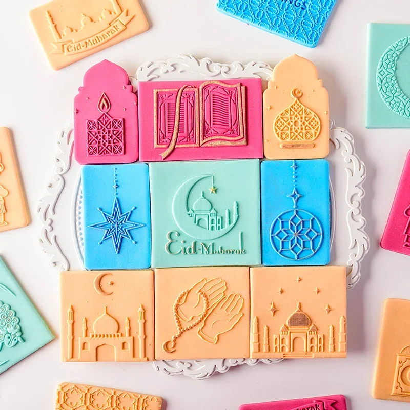 Islamic Eid Al-Fitr Fondant Cookie Mold Church Worship Dessert Decorative Pattern Cookie Embosser Mold Biscuit Stamp Baking Tool