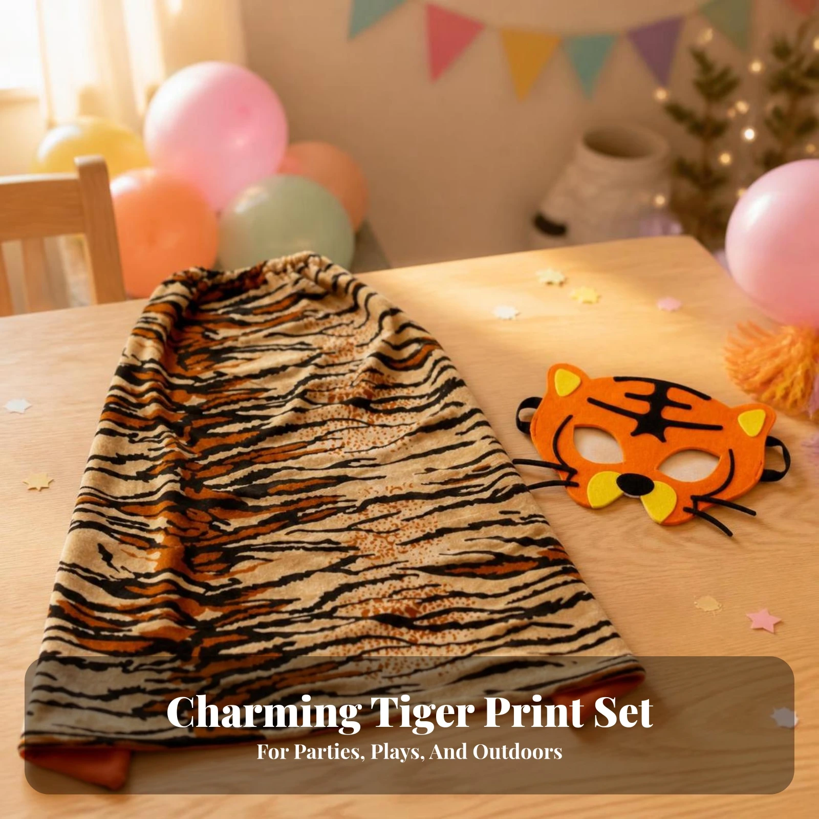 Animal Mask Lightweight Costume Cape with Mask Tiger Costume Accessory Vibrant for Children, School Performances