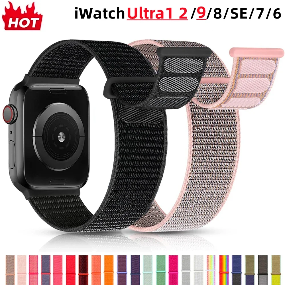 

Нейлоновый ремешок с петлей для Apple Watch Band 40 мм 44 мм 45 мм 41 мм 42 мм 38 Смарт-браслет IWatch Series 10 9 8 SE 7 6 5 46 мм Ultra 2
