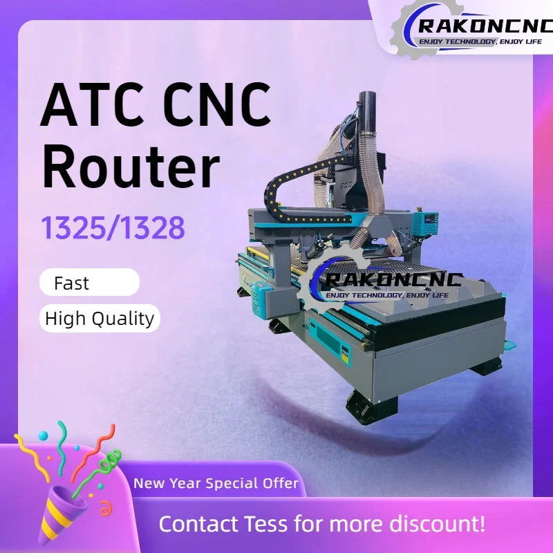 

1300*25/800mm ATC Cnc Router Engraving Machine with 9.0kw ATC Spindle Disc Type ATC CNC Router Machine for Wood Furniture Making