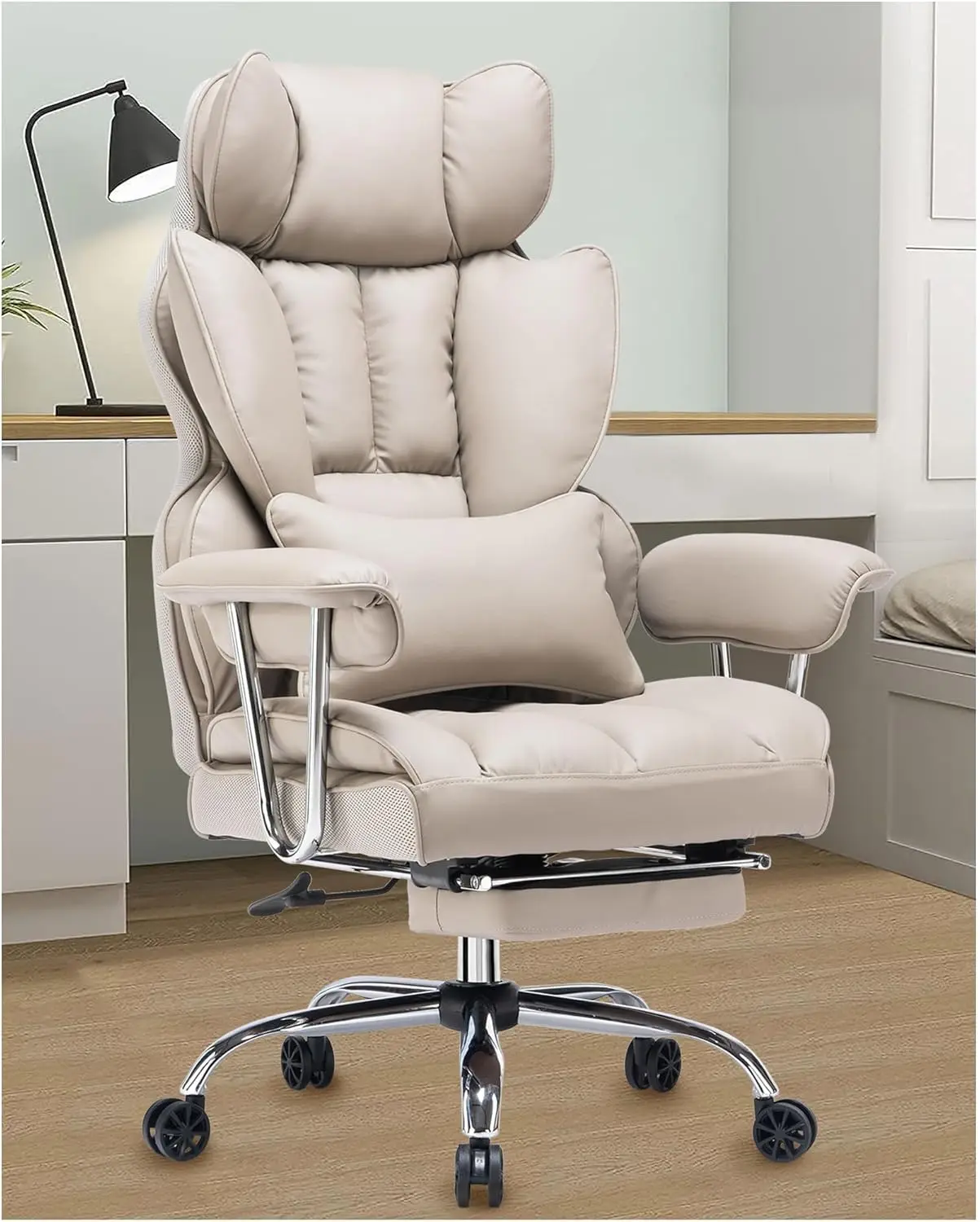 

Desk Office Chair 400LBS, Big and Tall Office Chair, PU Leather Computer Chair, Executive Office Chair with Leg Rest