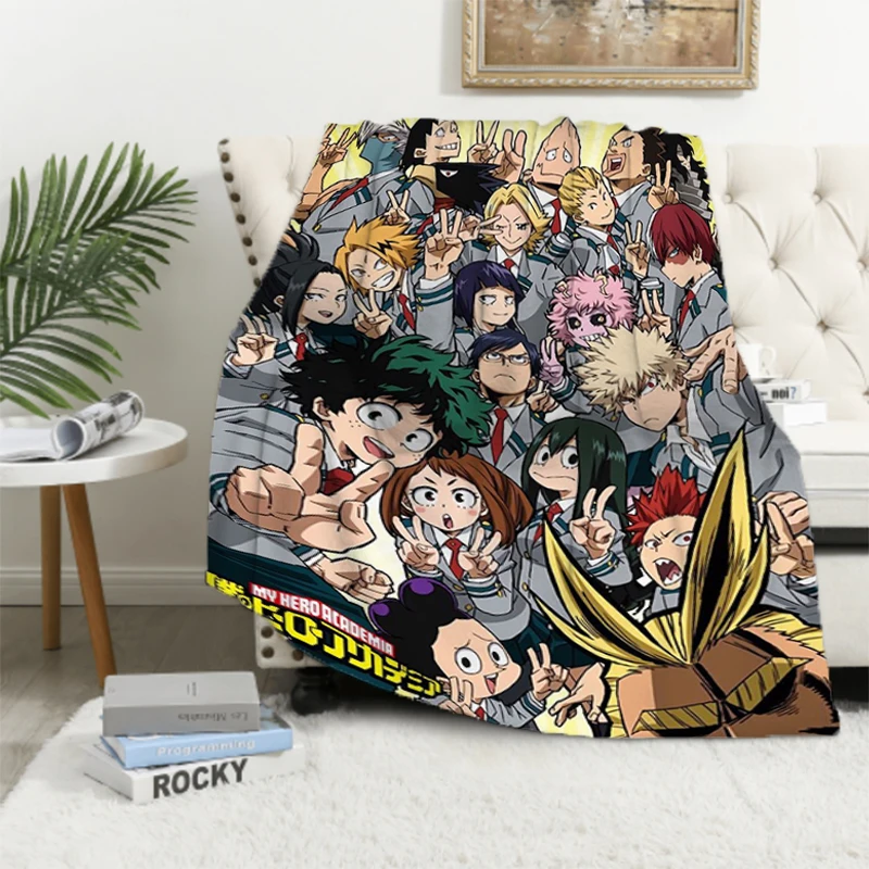 

My Hero Academia Plaid Manga Hawk Spring Manga Blanket Fleece Decoration Bakugo Throw Blankets for Bedding Couch Bedspread