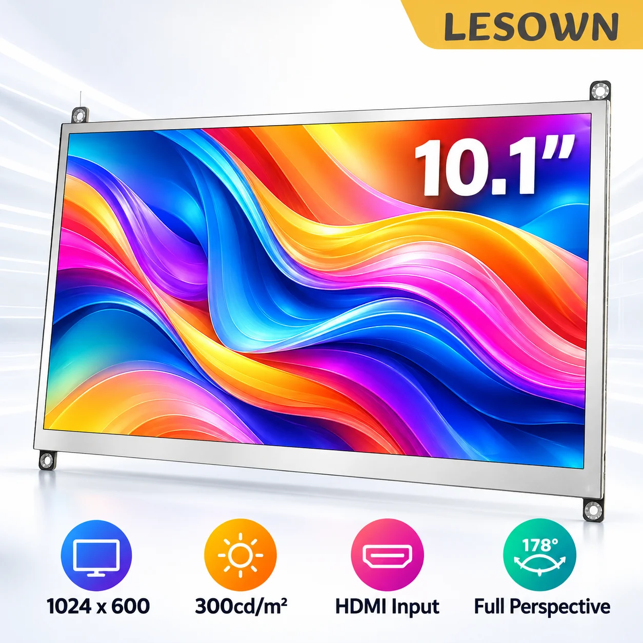 LESOWN 7/10.1 Inch Touch Screen Module 1024x600 5-Point Capacitive HDTV Input USB 5V 1A for DIY Embedded Computer Projects