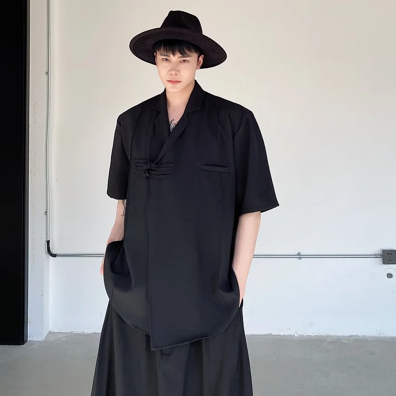 

Мужская льняная рубашка с воротником-стойкой, в стиле ретро, китайский стиль, летняя, модная, дышащая, свободного кроя, для молодежи, на все сезоны