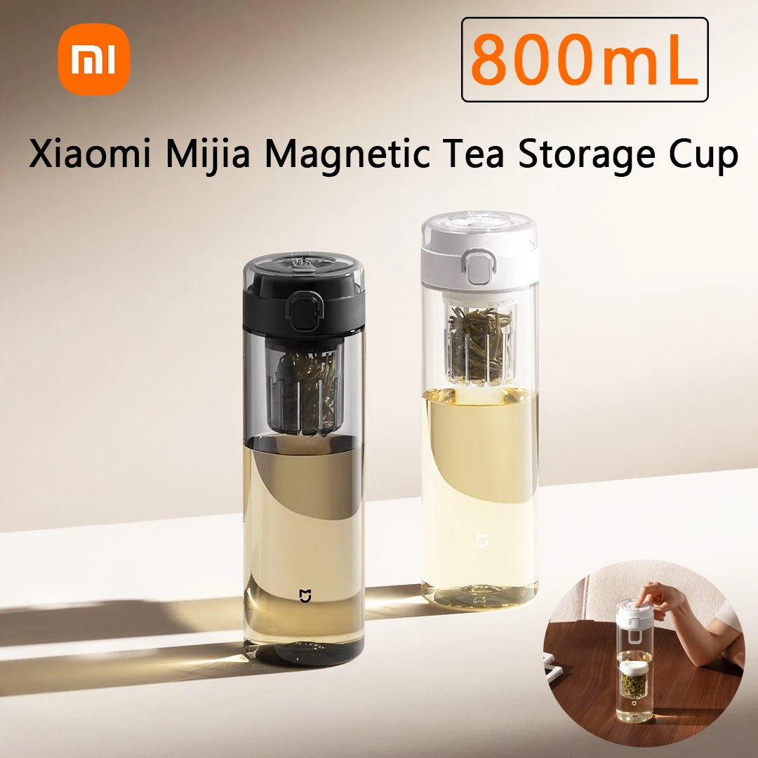 

Original Xiaomi Mijia Magnetic Tea Storage Cup Tritan 800mL Large Capacity One Click Pop Up Portable Silicone Handle Tea Cup