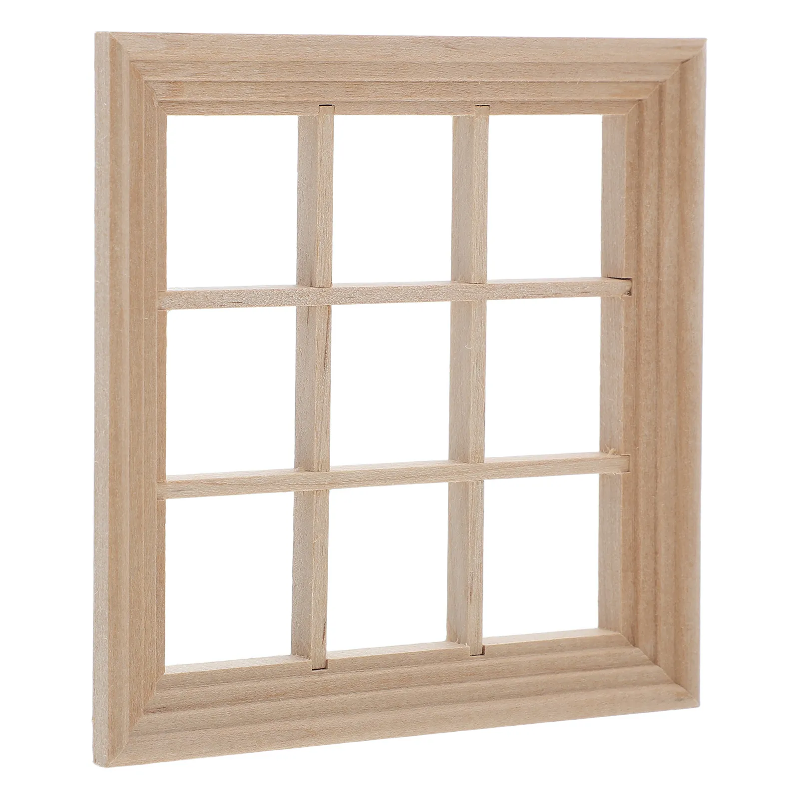 

9-Grid Square Miniature Wooden Window Frame for Dollhouse DIY Decoration Realistic Micro Landscape Ornament Mini House