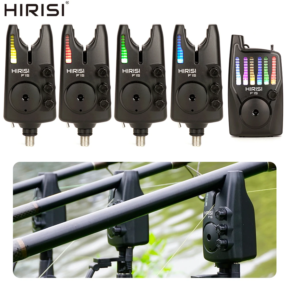 Fishing Equipment Wholesale - ฮิริซิ F15-4 อุปกรณ์เตือนการกัดเบ็ดแบบไร้สายสำหรับตกปลาคาร์ป ชุด 1+4 พร้อมไฟ