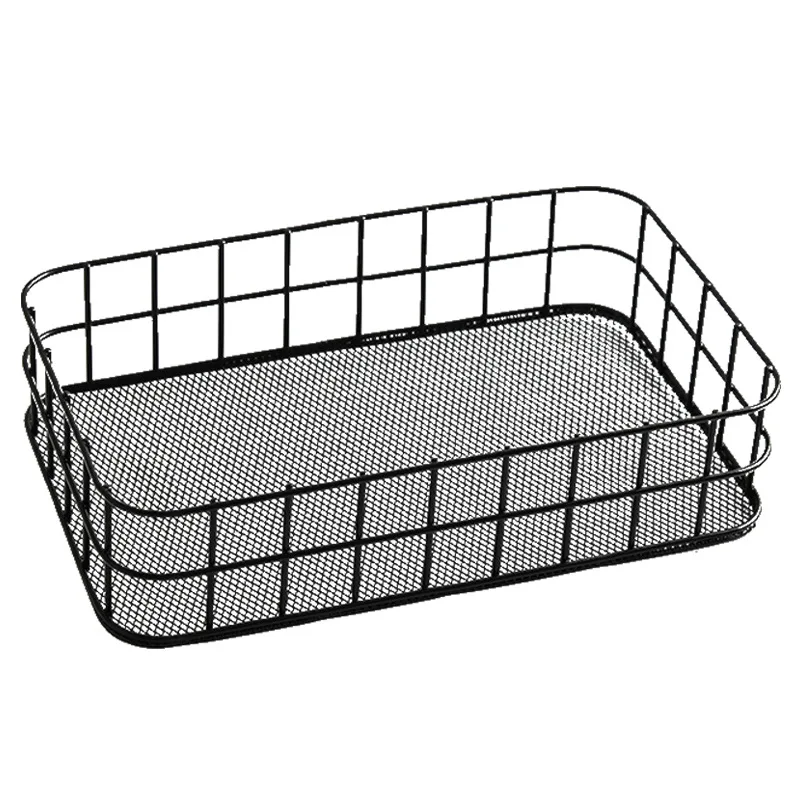 Iron Black Rectangle Metal Storage Basket Office Sundries Finishing Baskets Dressing Table Cosmetics Organizer Makeup Box