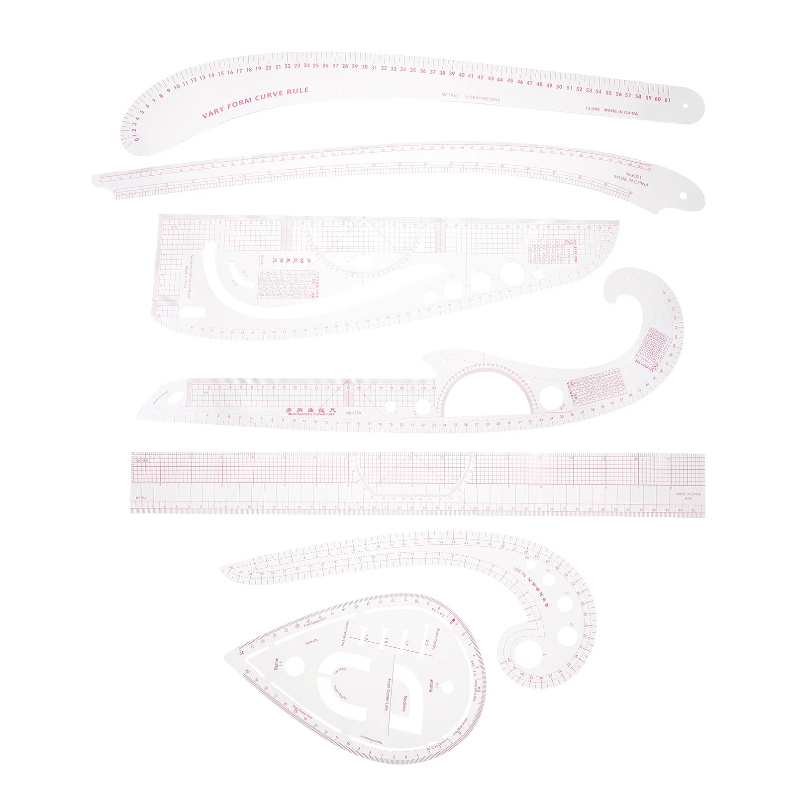 

1 set Fabric Plate Making Ruler Set Clothing Proofing Cutting Tool For Sewing Patchwork Tailor Craft Lightweight Durable Plastic