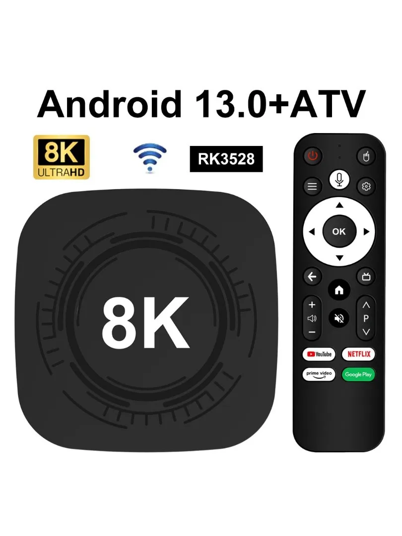 Android 13.0+ATV Smart TV Box MX10 8K PRO RK3528 Mali-450 Wi-Fi 6/2.4GHz+5GHz BT5.4 Smart Home Super Box