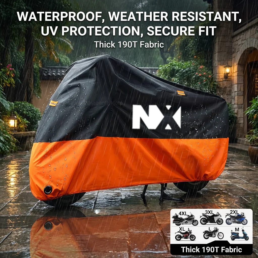 For HONDA NX400 NX500 NX 400 NX 500 2024-2025 Motorcycle Cover Thick 210D Waterproof Outdoor Uv Protective Dust Rain Sunshade