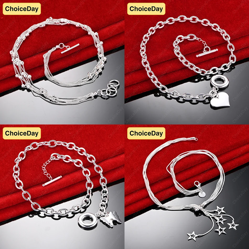 

ChoiceDay 925 Sterling Silver Exquisite Star Round Pendant Necklace Women's Jewelry Accessories Wedding Party Gift