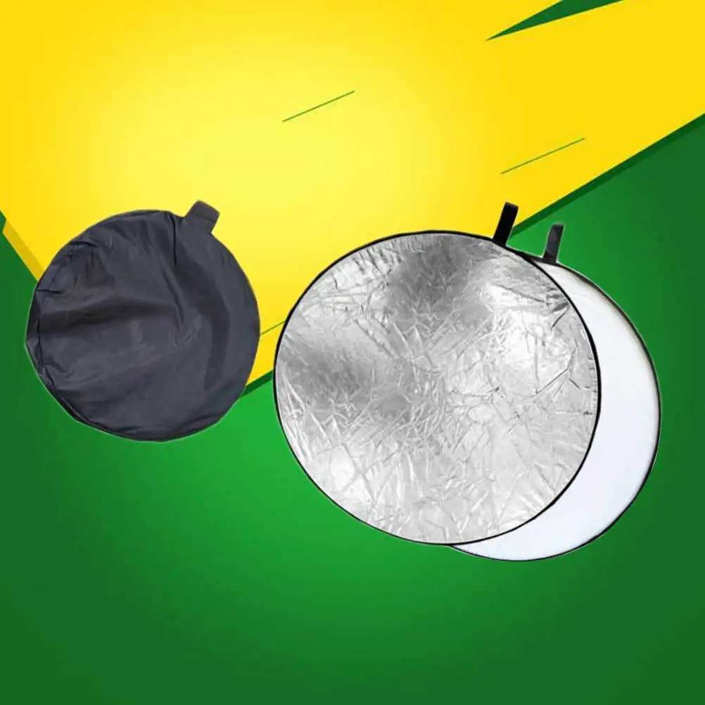 

80Cm 2-In-1 Round Reflector For Photography Portable Foldable Light Panel Silver White Side Soft Lighting Durable Sun Reflector
