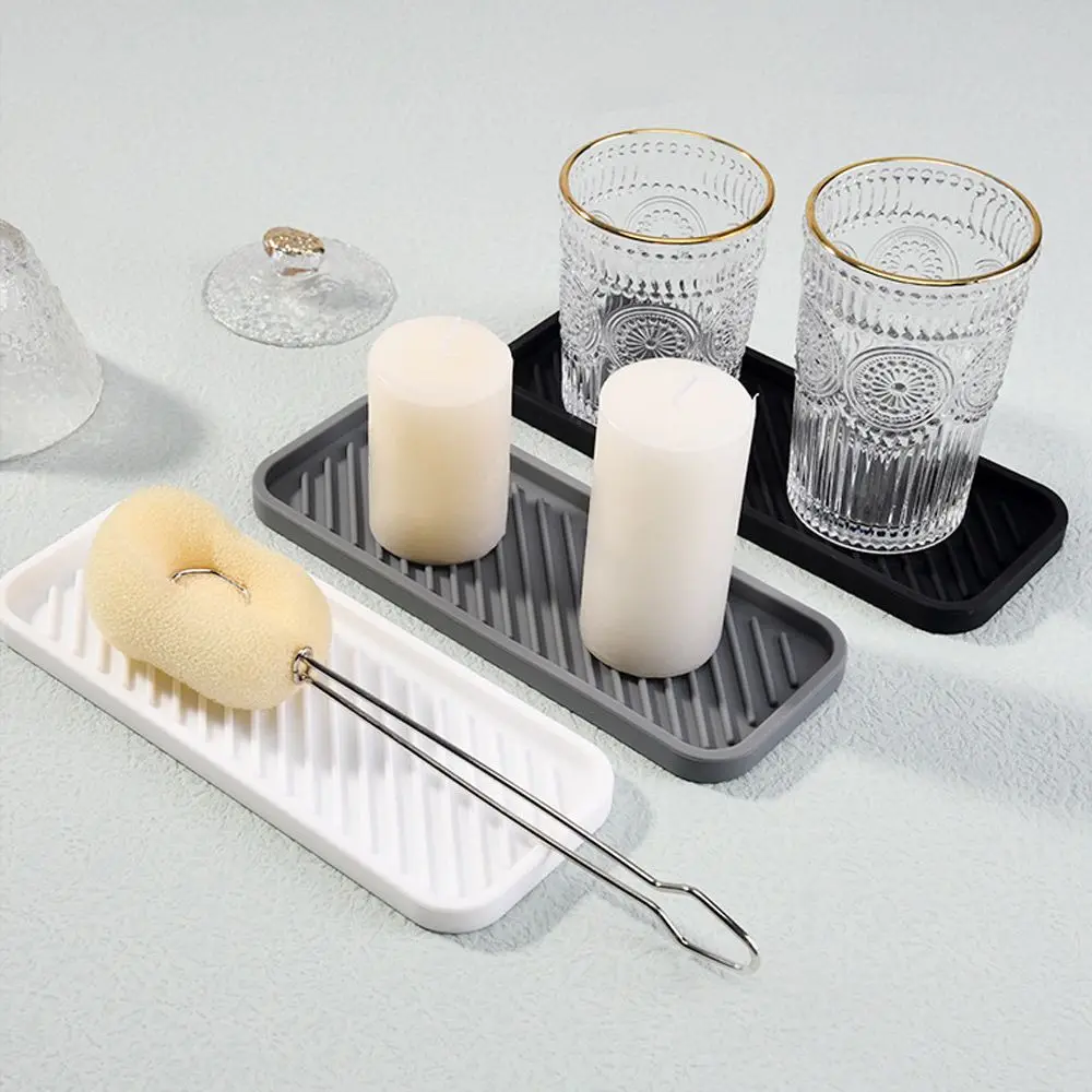 Silicone Brush Sponge Bottles Organizer Countertop Scrubber Sink Tray Soap Storage Holder Washstand Shelf Soap Dish