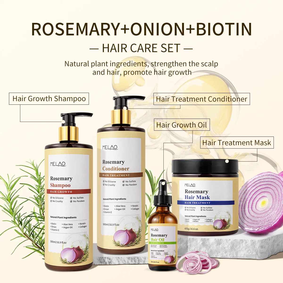 Biotin Rosemary and Onion Shampoo 3 in 1 Shampoo,Deeply Clean and Moisturize Hair Dirt, Strengthens Hair, Reduce Hair Breakage